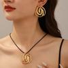 European and American jewelry, curled five-leaf stamen leather chain set, necklace, small fresh earrings chain, lava collarbone chain.