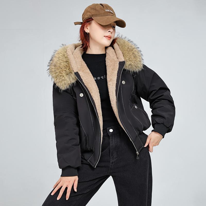 Winter Women's Hooded Big Fur Collar Fashion All-match Jacket