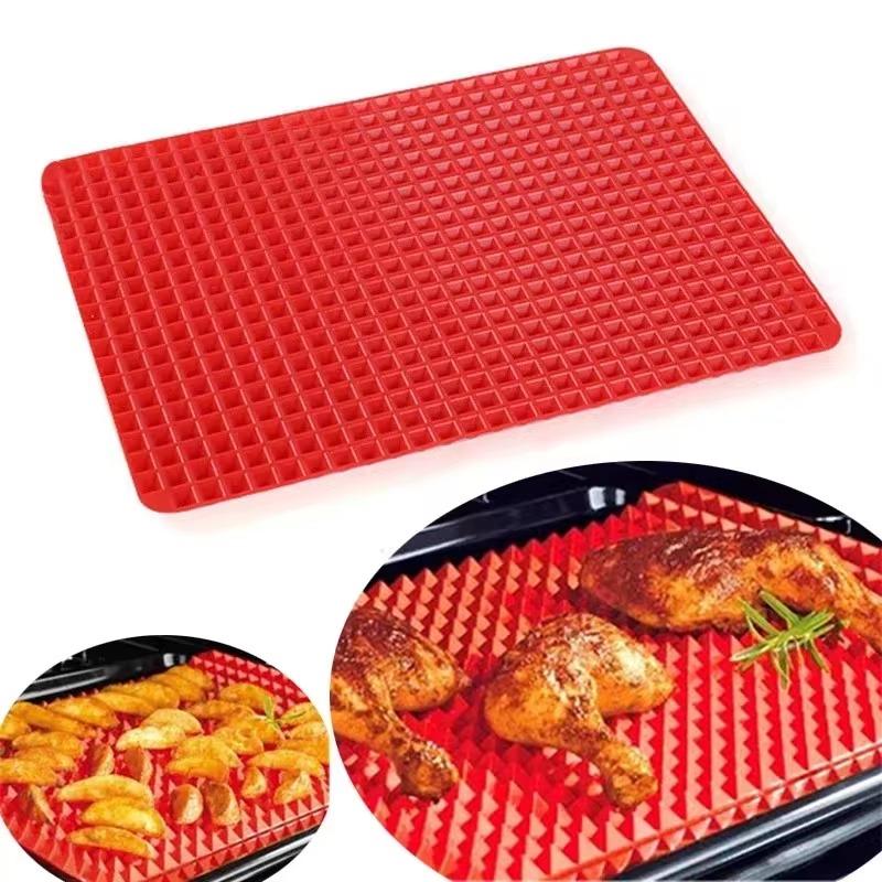 

Multi Functional BBQ Pizza Silica Gel Mat Microwave Oven Baking Mat Silicone Cake Mold Barbecue Mat 1PC красный