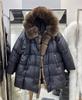 European winter new fur fox fur collar down jacket women's medium and long lace-up waist thickened coat