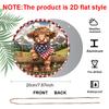 2D Flat, 1pc Highland Cow with American Flag Bandana Metal Wall Decor - Rustic Farmhouse Cabin Living Room Office Decor - UV & Scratch Resistant
