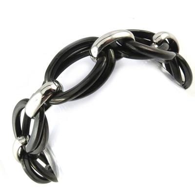 [N0017] - Silver-black 'Choréographie' Steel Bracelet