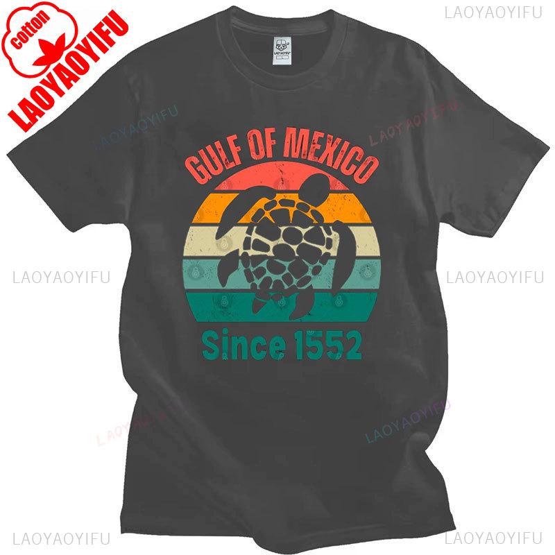 Golf von Mexiko Seit 1552 T-Shirt Mode Batik Schildkröte Grafik T-Shirt Sommer Lässig Streetwear Unisex Baumwolle T-Shirts Camisetas