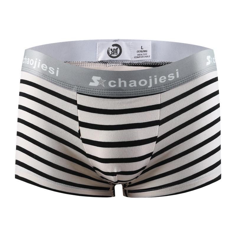 Men's Striped Cotton Boxer Briefs - Low Waist, Sexy & Sporty