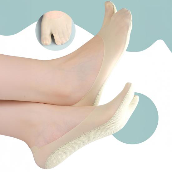 Breathable Toe Socks 2-Toe Invisible Liner Socks with Anti-Slip Silicone Ultra-Thin Moisture-Wicking Socks for Loafers Sneakers