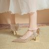 Beautiful Pointed Buckle Spring New High-heeled Women's Shoes Thick Heel Xiuhe Wedding Shoes Bridesmaid Large Size Women's Shoes
