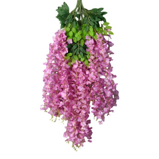 Artificial Wisteria Flower Hanging Garland Faux Silk Hanging Flower Strings Fake Wisteria Flower Vine for Wedding Garden Background Decor