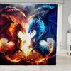 Yin Yang Dragon Bathroom Decor,Pink Cherry Blossom Shower Curtain Set For Boys Girls Kids,Oriental Japanese Style Bathroom Set