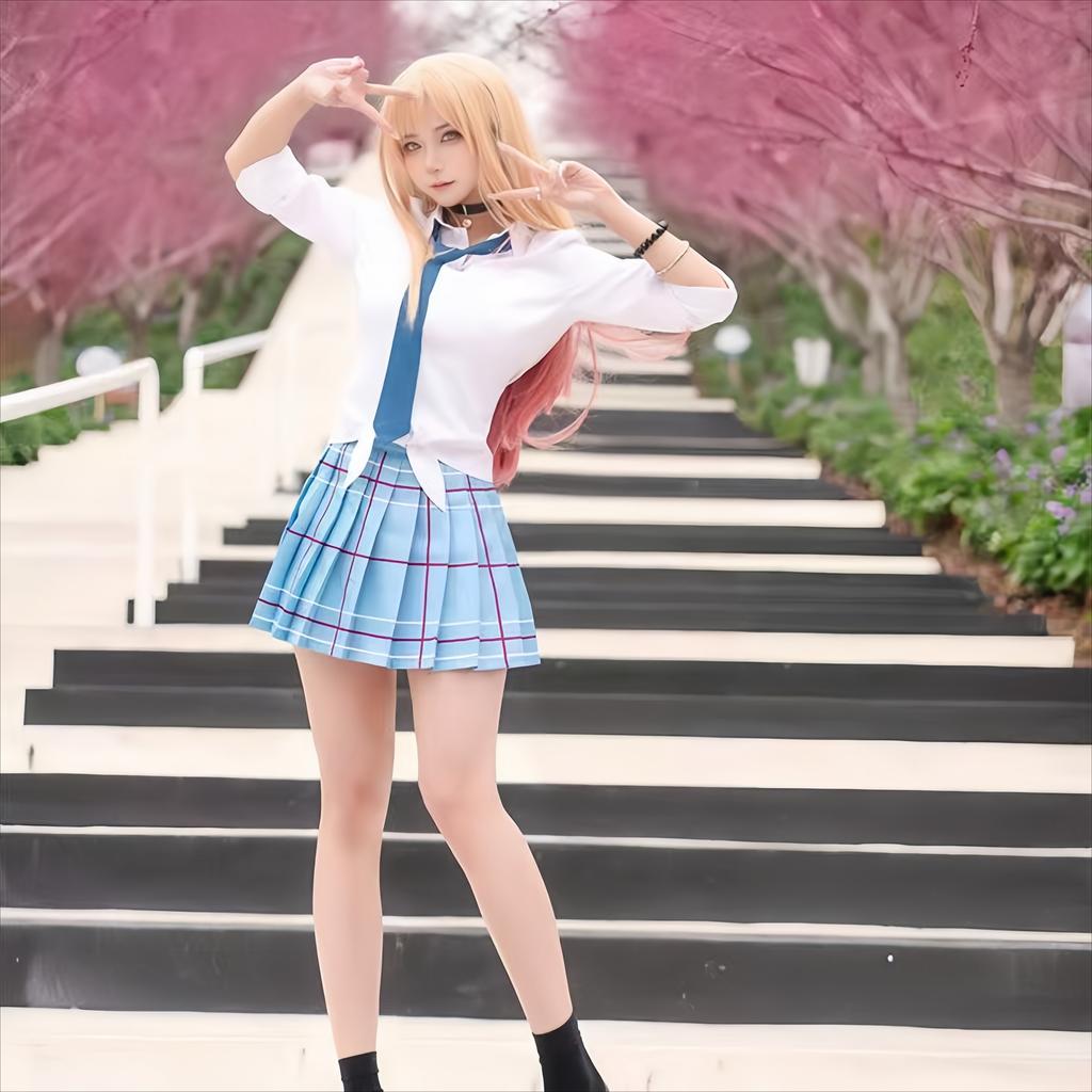 Kitagawa Marin Cosplay Anime My Dress Up Darling Kitagawa Marin Cosplay Costume Dress School Uniform Wig Suit Plus Size Women