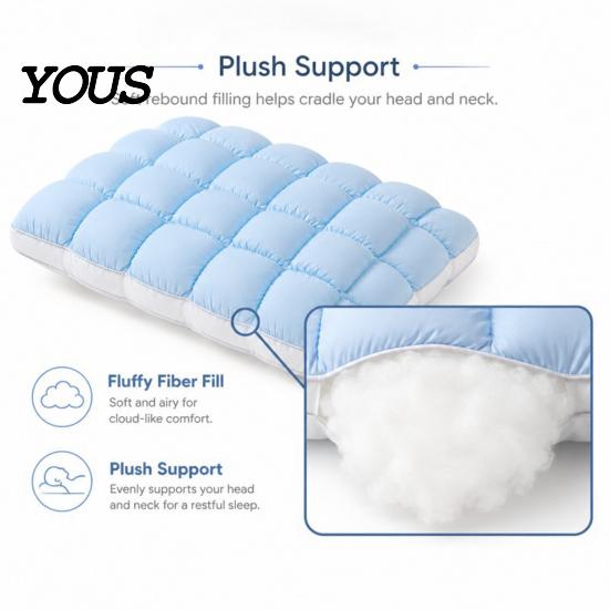Relaxing Cloud Soft Sleep Pillows Cooling Quilted Puff Pillow, Cloud-Like Bed Down Alternative Washable Bedding Accessories Fluffy Pillow for