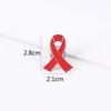 Red Ribbon Heart Enamel Pin - AIDS/HIV Charity Symbol