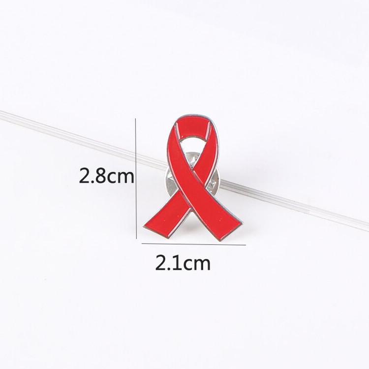 Red Ribbon Heart Enamel Pin - AIDS/HIV Charity Symbol