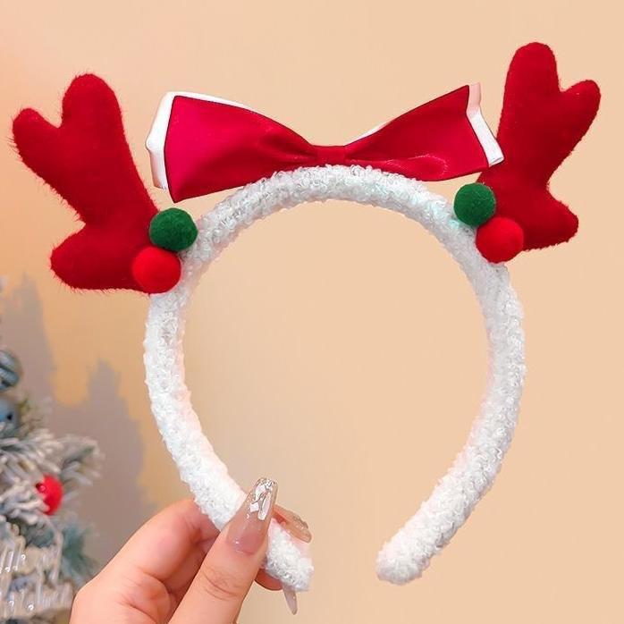 Plush Reindeer Antlers Hair Hoop for Girls, Christmas Party Cosplay Headband, Unique Festive Gift Hair Accessory