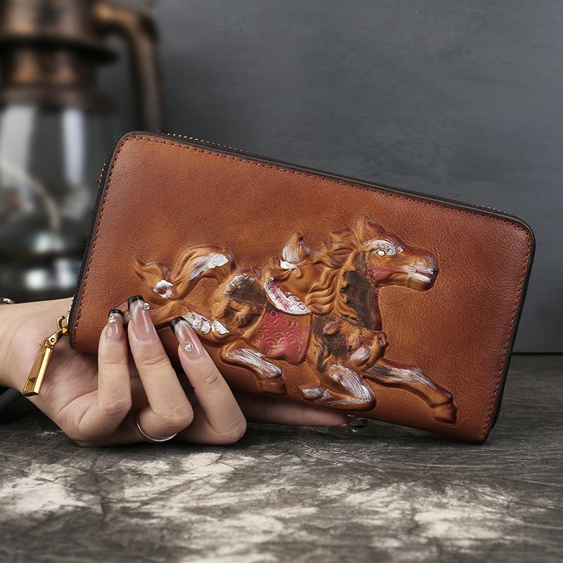 Leather Wallet, Retro Bag, Large-capacity, Multi-compartment Business Clutch