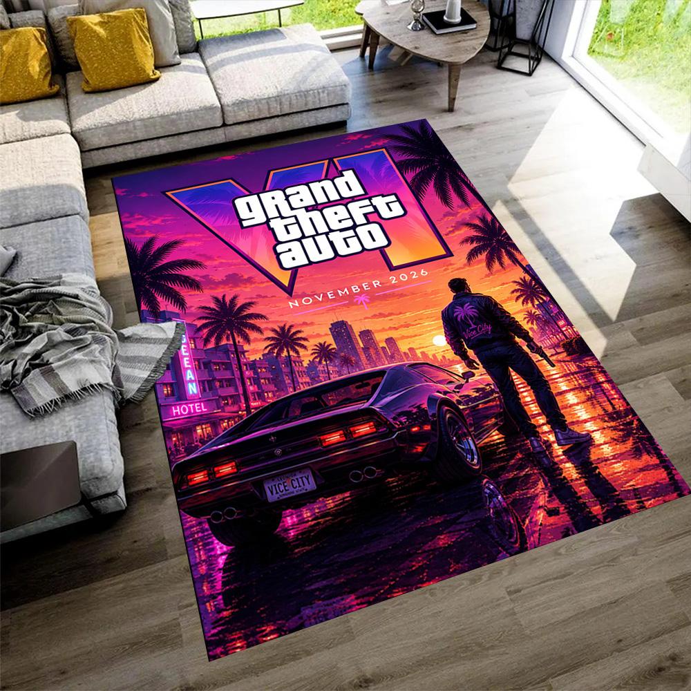 Grand Theft Auto Fußmatten Design für Flur Außenbereiche Schlafzimmer Eingangsbereich Rutschfester Teppich Büro Heimdekoration Spirituelles Geschenk