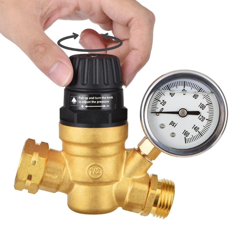 Handle Adjustable Water Pressure Reducer Water Pressure Regulator for Garden Regulator with Gauge
