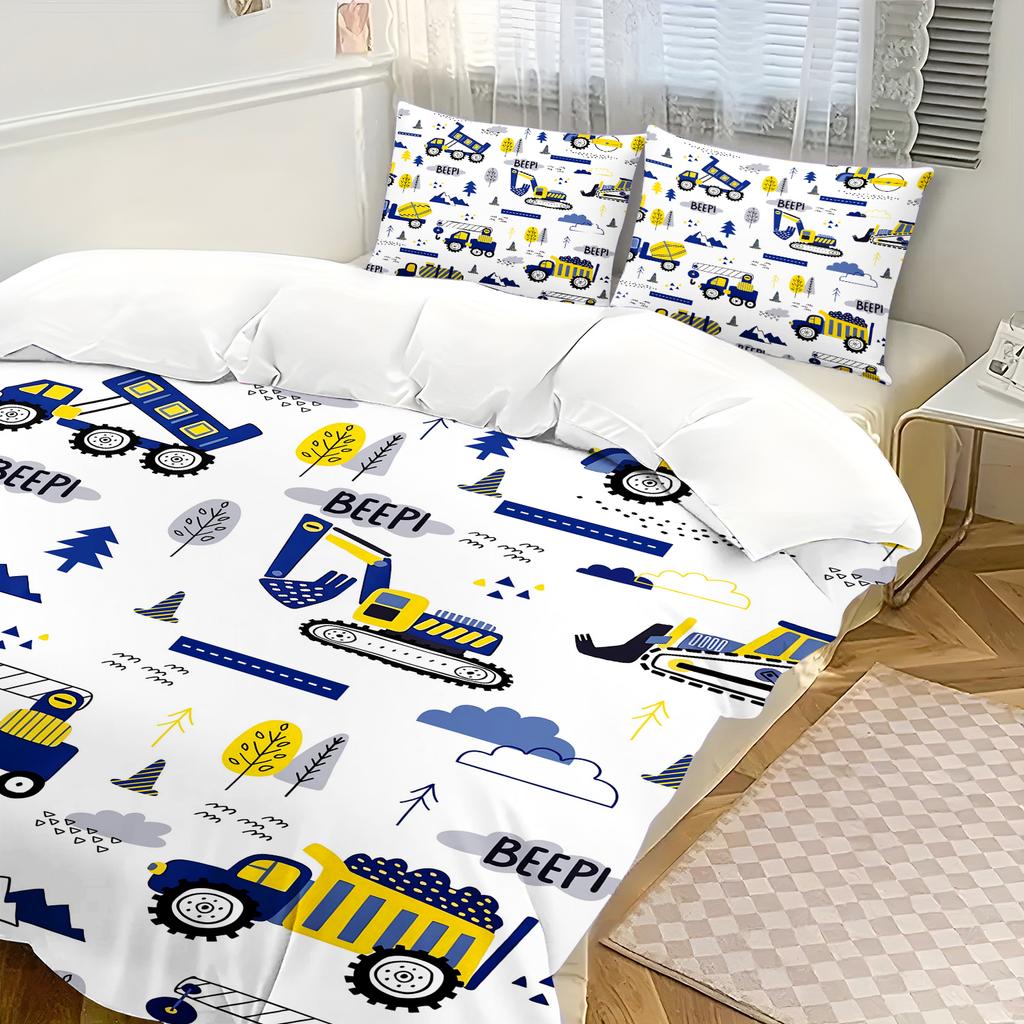 Rajzfilm Autók Ágynemű Szett Villám Paplanhuzat Építőipari Járművek Fiú Ágynemű Ágynemű Ajándék Gyerekeknek