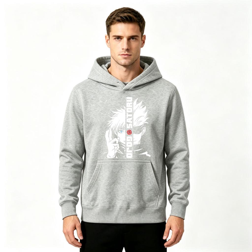 Men Anime Satoru Gojo Print Pullover Hoodie Casual Long Sleeve Sweatshirt for Adults