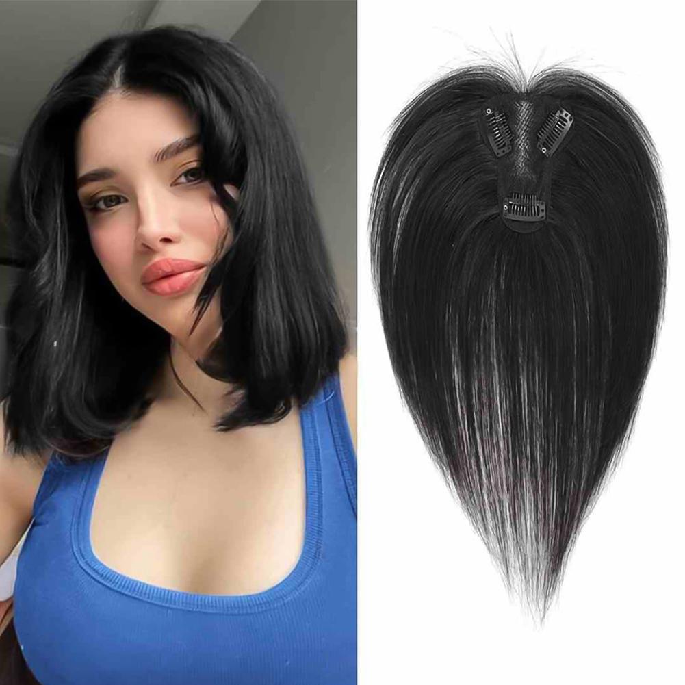 Clip In Natural Synthetic Hair Bangs Fringe Hair Pieces Middle Part Hair Extension Topper For Women Hair Loss