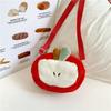 Soft Plush Crossbody Bag Red Small Mobile Phone Bag Kawaii Fruit Shoulder Bag  Girls