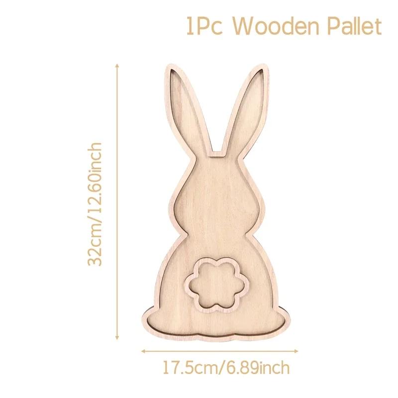 

Easter Bunny Tray Wood Food Plate Fruit Serving Bread Display Wooden Spring Decor Kids Child Cake Decorations Easter Supplies