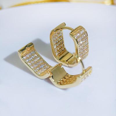 CMM European Style Fashion Golden Silvery Zircon Hoop Earrings Exquisite Women's Easy To Match Ear Jewelry Accessories Gifts
