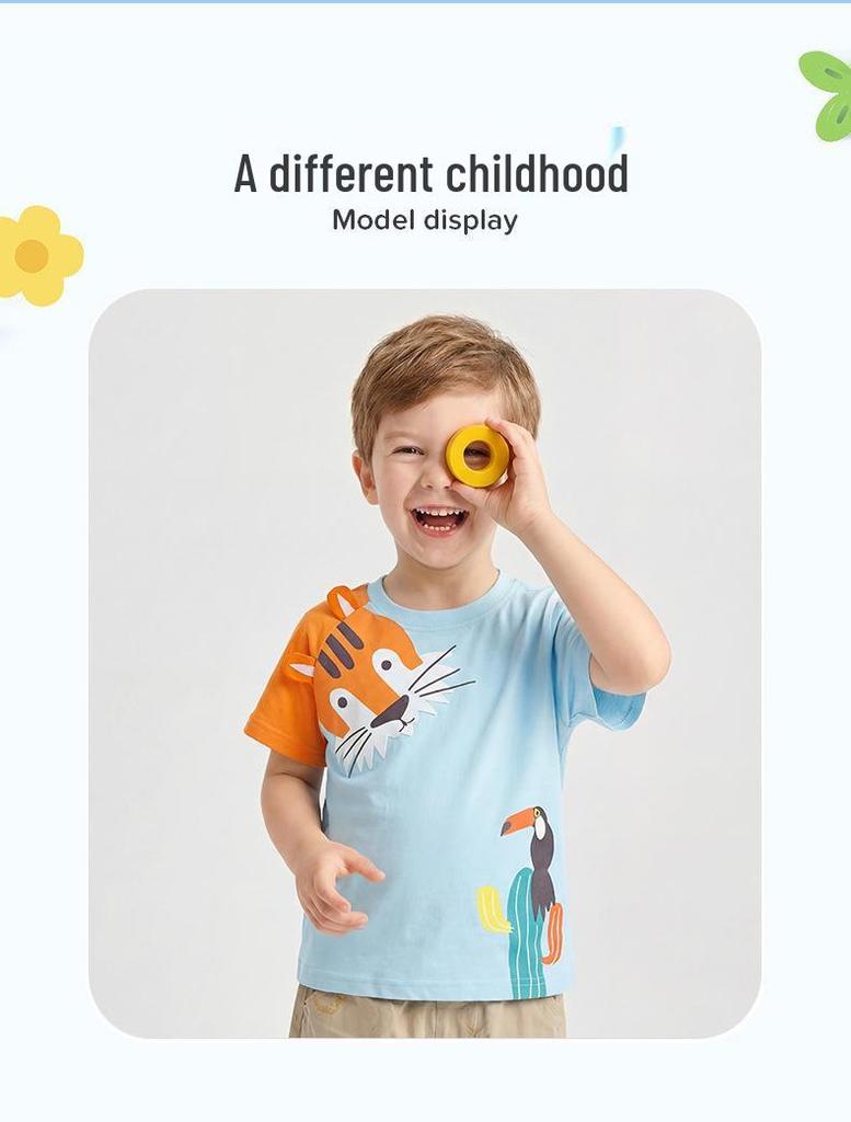 Summer 2026 Boys' Cartoon Print European Style Cotton T-Shirt