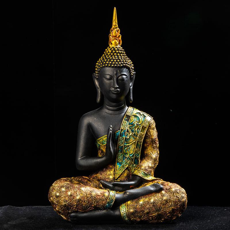 Stor Buddhastaty Thailand Buda Buddha Skulptur Grönt harts Handgjord buddhism Hindu Fengshui figurin Meditation Heminredning