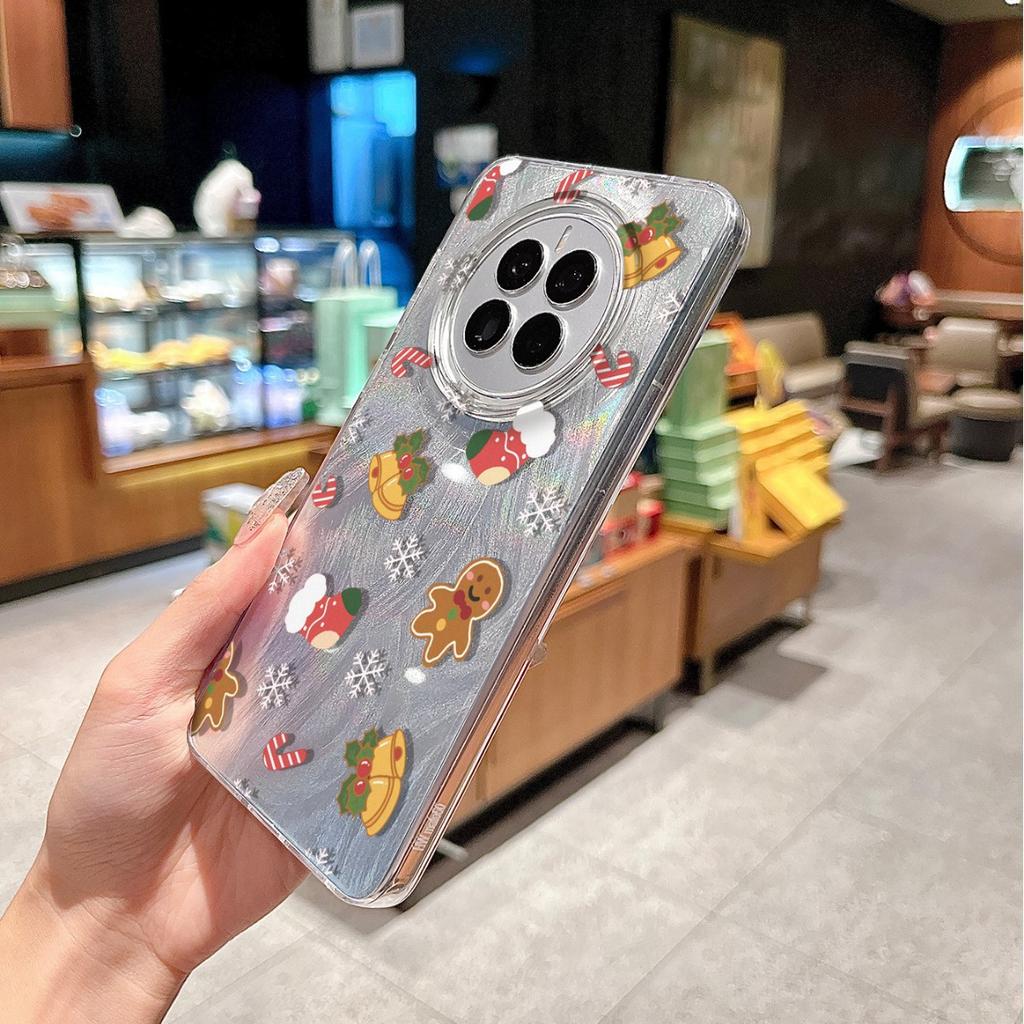 Applicable to Apple 11 transparent Xiaomi mobile phone case colorful Christmas New Year ins11pro socks bell gingerbread man snowflake