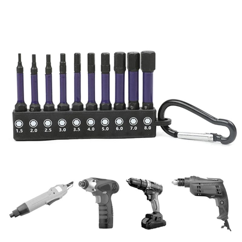 Magnetic Hex Head WrenchDrill Bit Set 1/4 Bit Set H 1.5-H 8 Inner Hexagonals Shank Screwdriver Head Hand Repair Tool