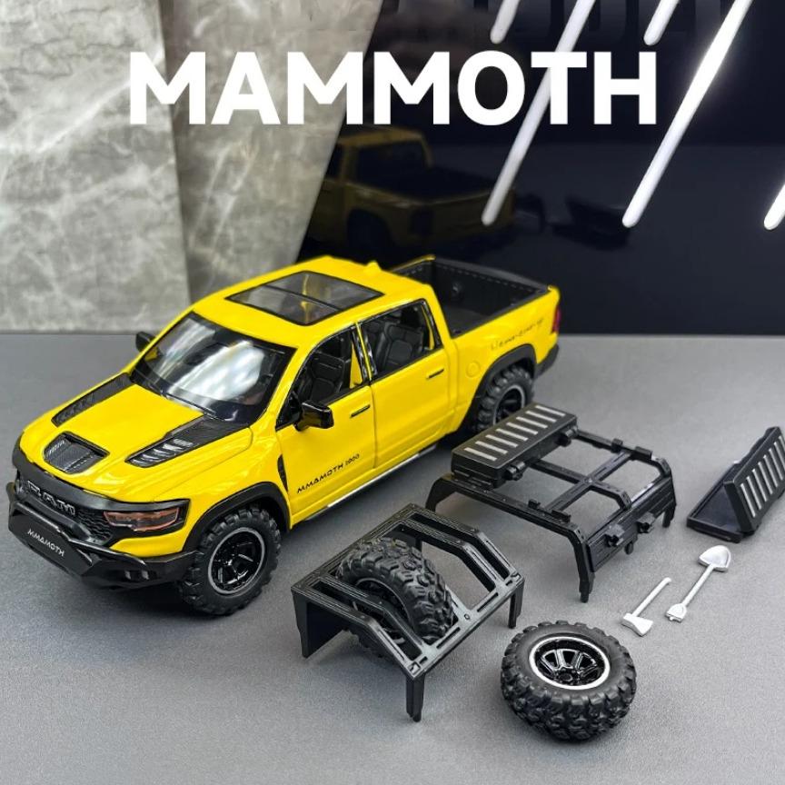 1/32 Scale Dodge RAM 1000 TRX Mammoth Picku Alloy Car Model Sound and Light Pull Back Children's Toy Collectibles Birthday Gift