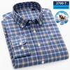 Camicia da uomo a righe in cotone Oxford a maniche lunghe con bottoni