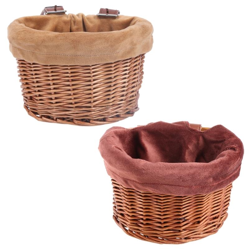 Bicycle Front Basket For Kids Bike Scooter Waterproof Durable Handmade Storage Basket Detachable Baggage Bag