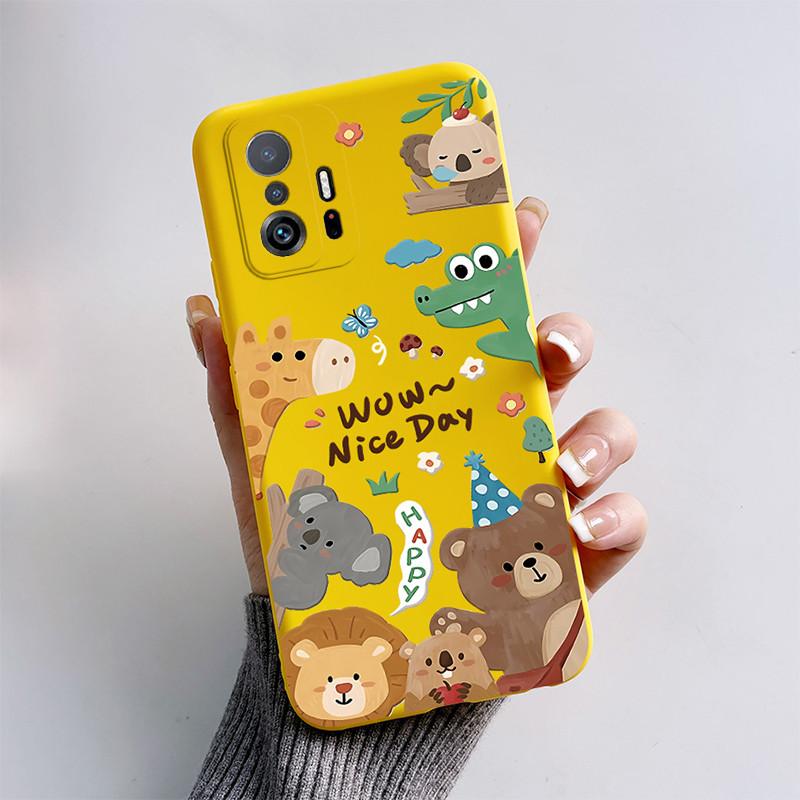 Handyhülle Für Xiaom Mi 11T 11 T Pro Funda Niedliche Katze Cartoon Hund Fuchs Hülle Xiaomi 11T Mi11T Pro Matte Weiche TPU Rückseite Bumper