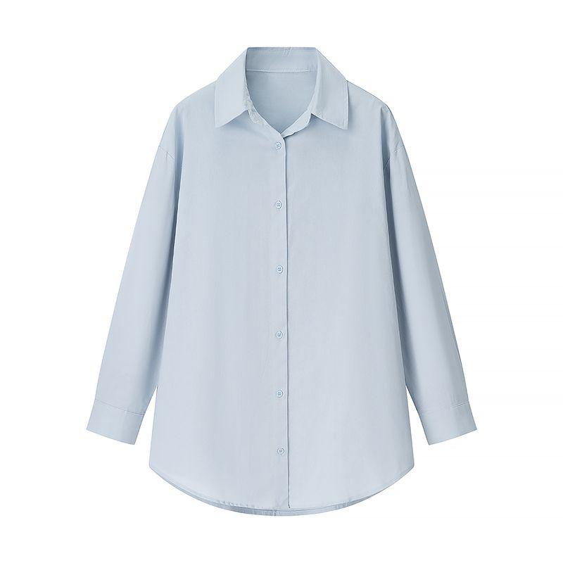 Light-Sensitive Oxygen Wear French Lazy Style Loose and Simple Pure Color Cotton and Linen Shirt + Straight-leg Loose Pants Two-piece Set