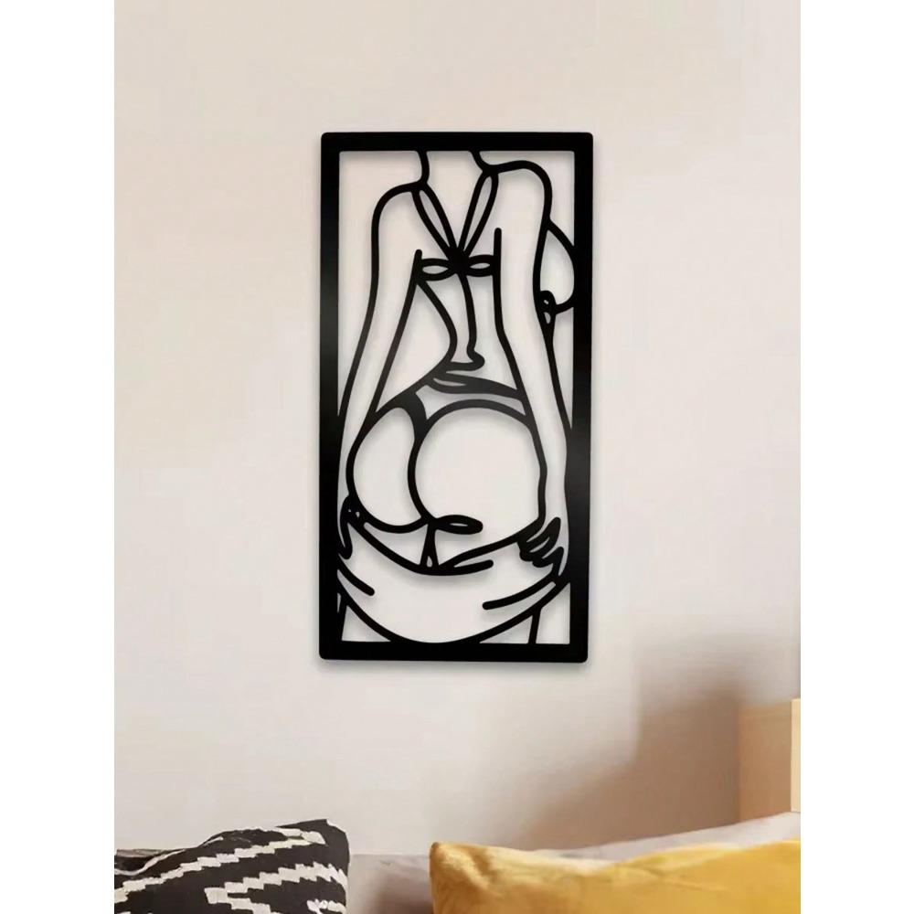 Vintage Metal Wall Art Black Silhouette Cutout Plaque Bathroom Laundry Decor