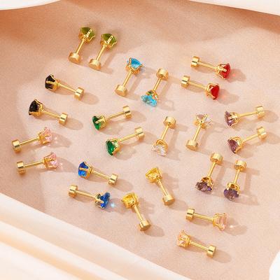Simple Color Love Zircon Dopamine Stud Earrings, Light Luxury Design Sense Spiral Fashion Earrings Women