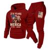 Men Women Hoodie Set Loose Casual Tracksuit 240th Anniversary Print Long Sleeve Sweatshirt Jogger