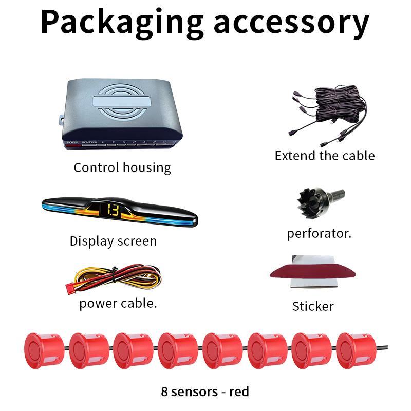 Voice Prompt 8-Probe Parking Sensor System 22mm 12V Reversing Radar Source Factory Car Parking Assistance Device