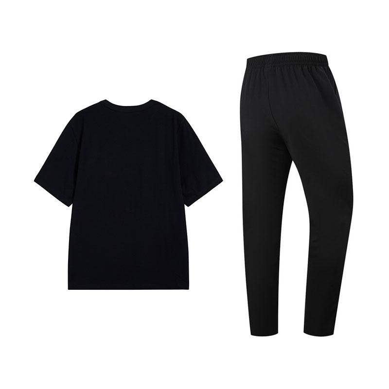 Li-Ning Fashion Round Neck Loose T-Shirt Comfortable Long Pants Casual Sports Suit Men suit W877-1+W297-4