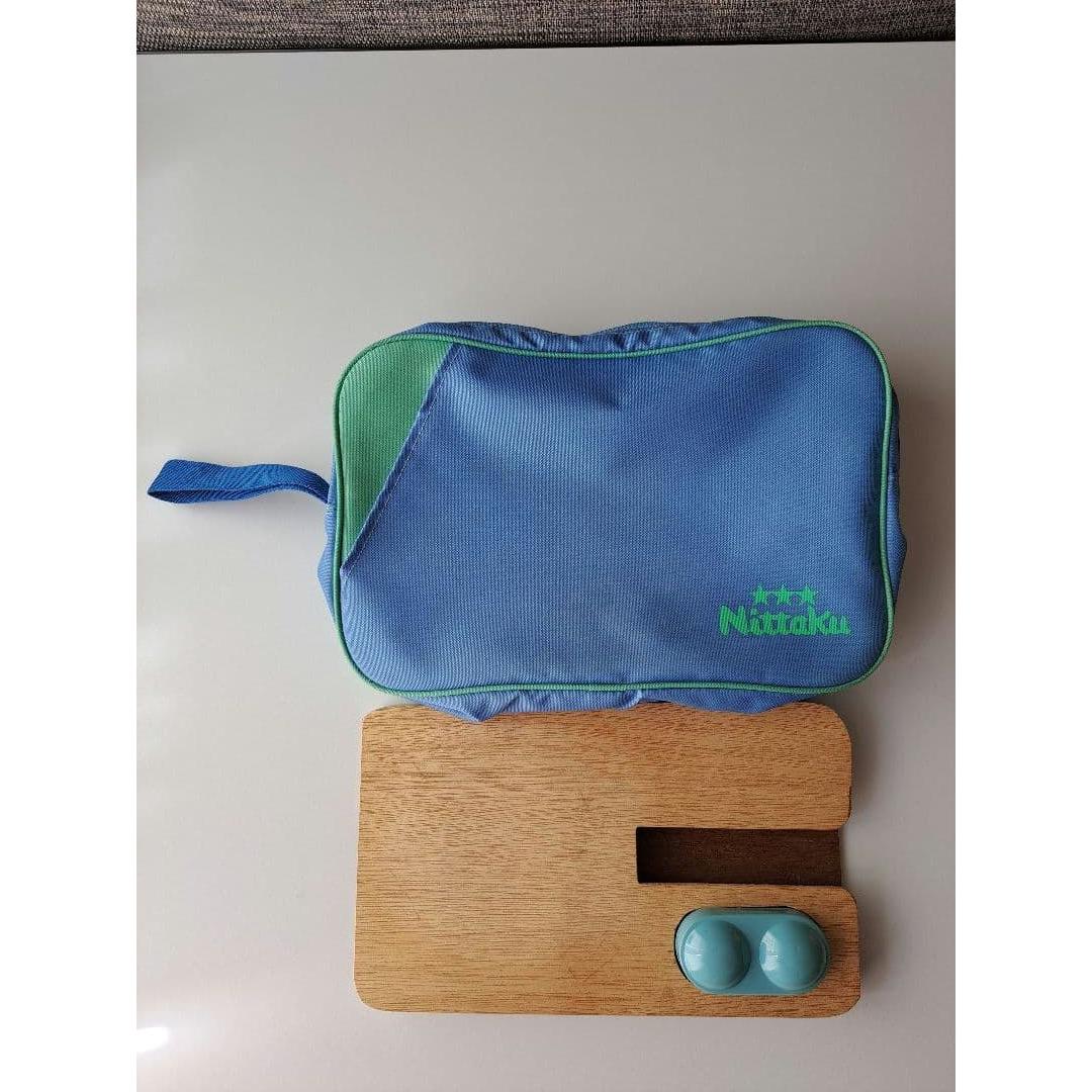 Used Nittaku Table Tennis Racket Case Blue Wooden Holder Ball Ball Case