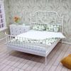 [JN]1/12 Dollhouse Simulation European Bed With Mattress Pillow Quilt Doll Home Iron Art Double Bed Bedroom Furniture