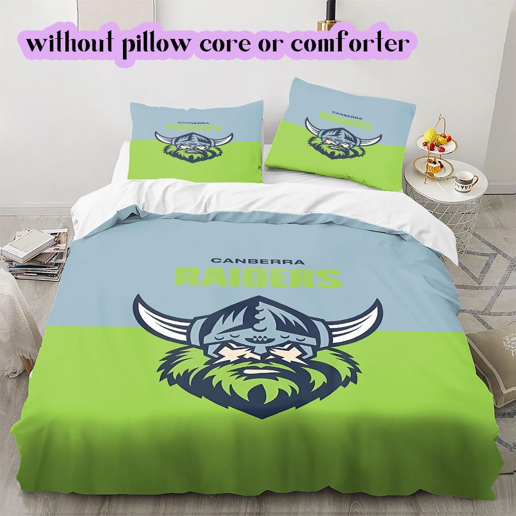 Canberra Raiders Muster Bettwäsche, Steppbett Set Bettbezug Kissenbezug Zuhause Geburtstagsgeschenk (1 Bettbezug + 2 Kissenbezüge, ohne Füllung)