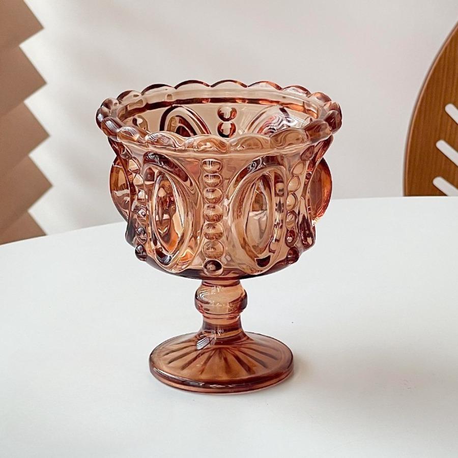 Dessert Cups Glasses High Footed Cups Palace Style Home Decor Nordic Relief Drinkware Ice Cream Bird's Nest Cups Cake Containers