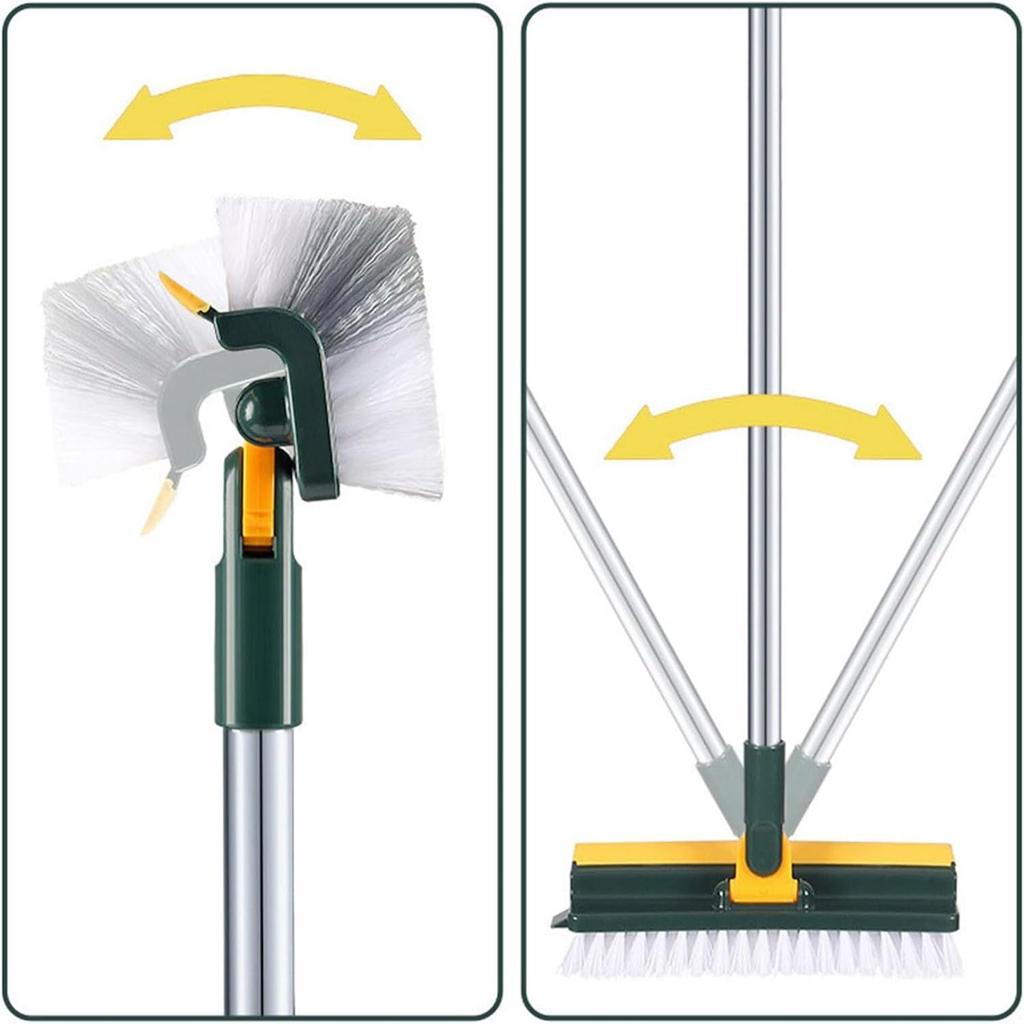 UNTIOR Cleaning Brush Long Handle 180°Rotating with Squeegee Mop for Household Wall Corner Patio Bathroom Tub Tile Floor Cleaner