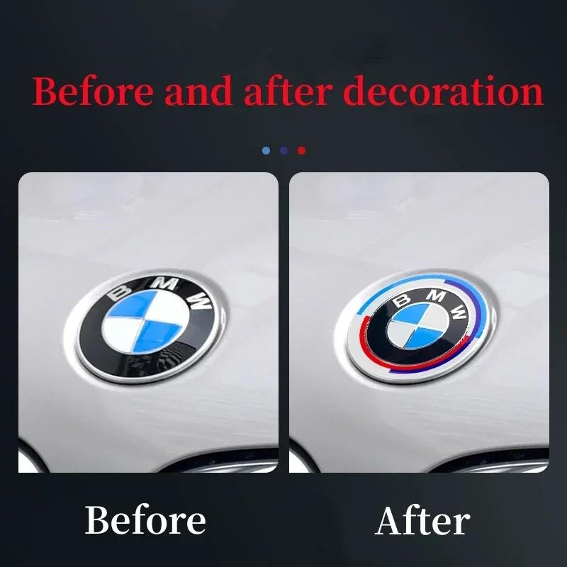 For BMW E84Front Hood Emblem For BMW 50th Anniversary Logo 81mm+Rear Badge 74mm+Wheel Hub Cap 68mm+56mm Steering Wheel Sticker 46mm