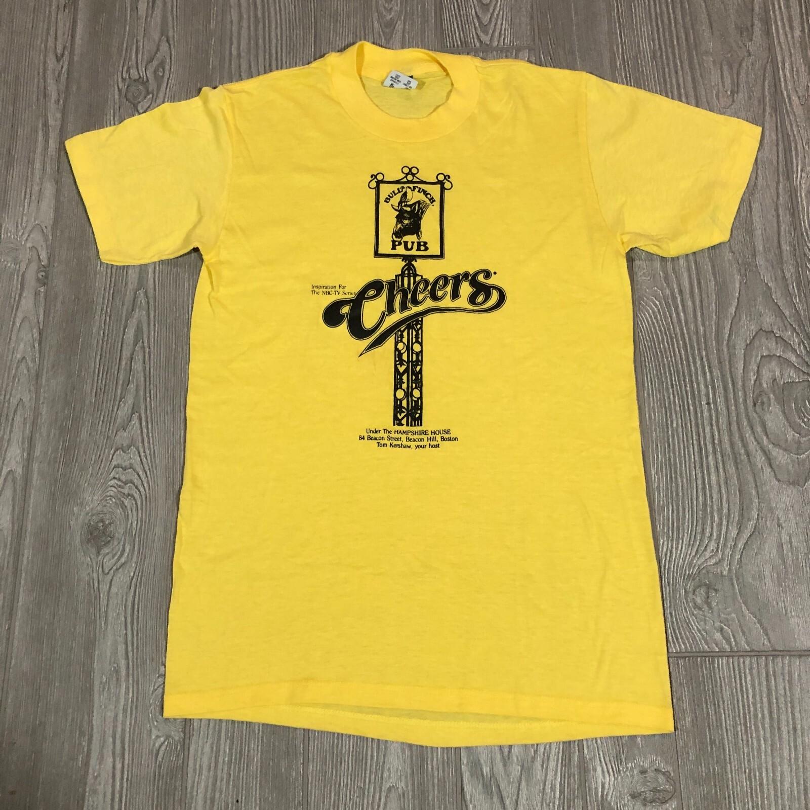 Cheers Shirt Mens M Boston Bull Finch Pub Yellow Single Stitch VTG 84 2630 M