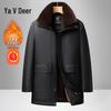 Ya Lu 2025 Men's Mid-Length Plus Velvet Leather Jacket