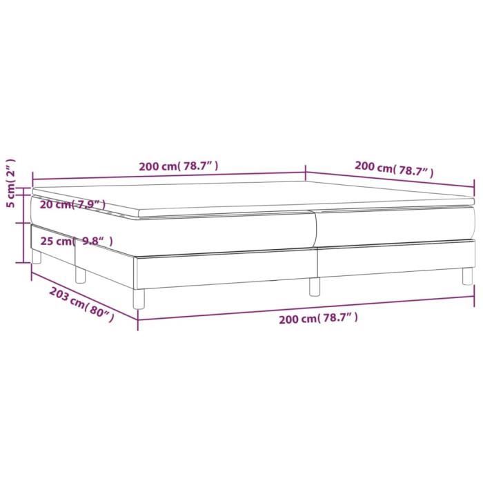3144351 vidaXL Divan Bed and Mattress Light Grey 200x200cm Velvet