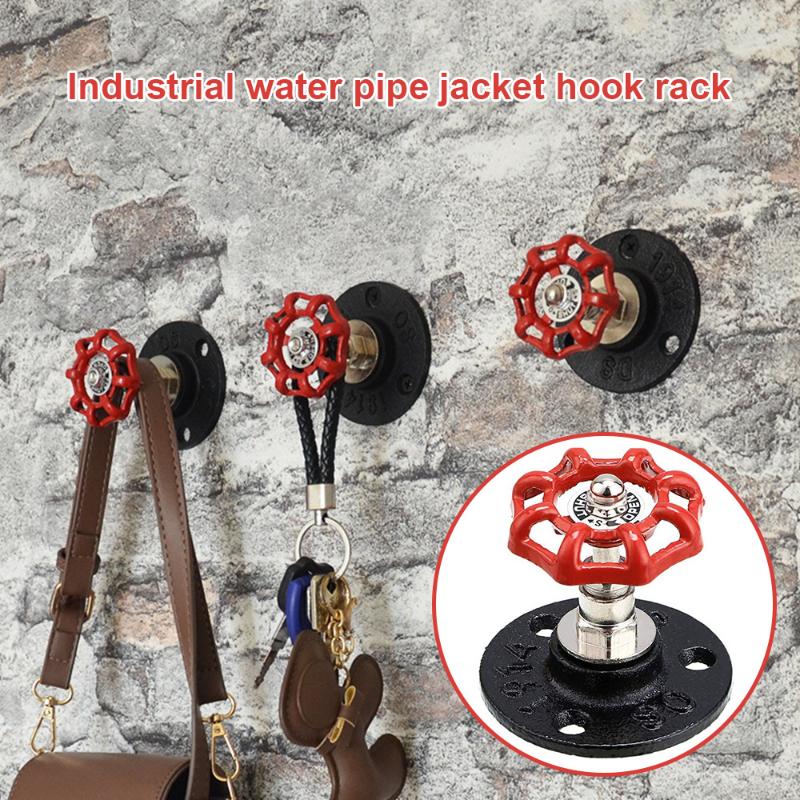 1Pc Vintage Porch Garage Hanging Hooks Creative Iron Style Industrial Water Pipe Clothes Wall Bracket for Bathrobe Towel Scarf